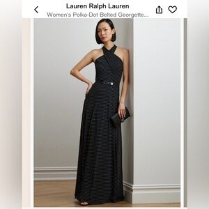 Ralph Lauren Black Polka Dot Maxi Dress